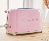 1 x SMEG Retro-Style 2-Slice Toaster In Pink - Original RRP £139.00 - Unused Boxed Stock - Ref: