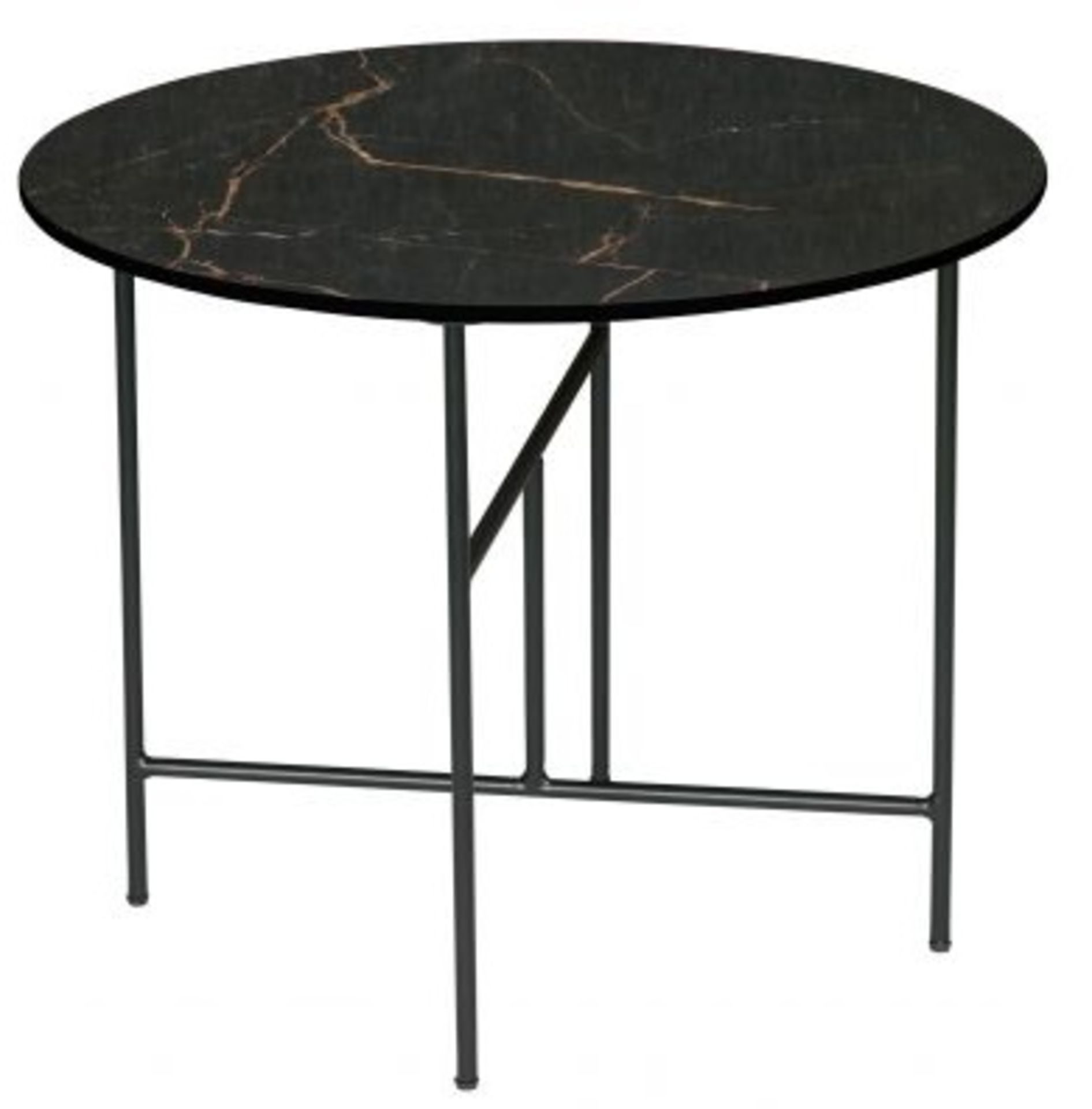1 x VIDA Modern Round Coffee Table Featuring A Black Marbled Porcelain Tabletop - Produced By - Image 3 of 4