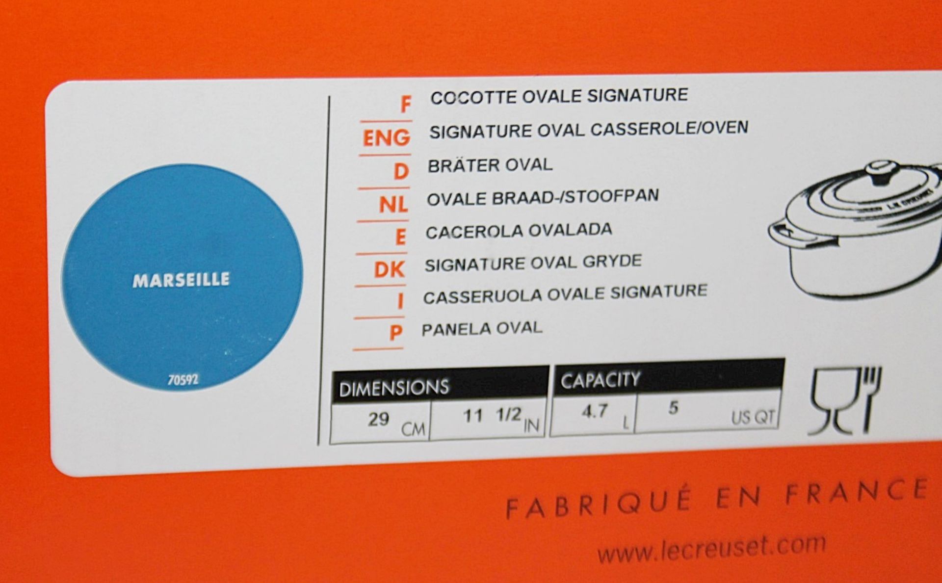 1 x LE CREUSET 'Signature' Enamelled Cast Iron 29cm Oval Casserole Dish In Blue - RRP £295.00 - Image 5 of 9