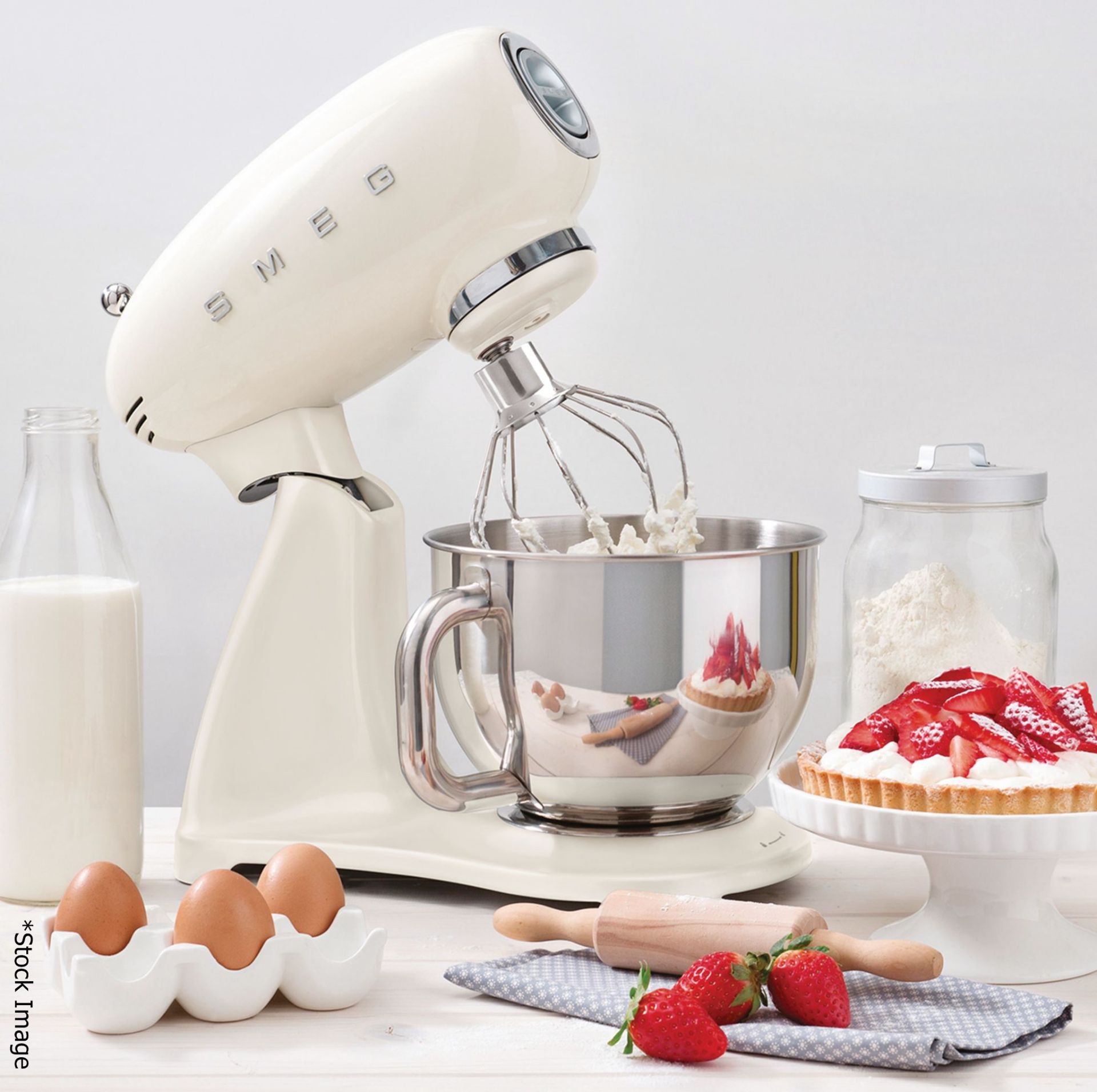 1 x SMEG Retro-style Stand Mixer (4.8L) In Cream - Original Price £499.00 - Unused Boxed Stock