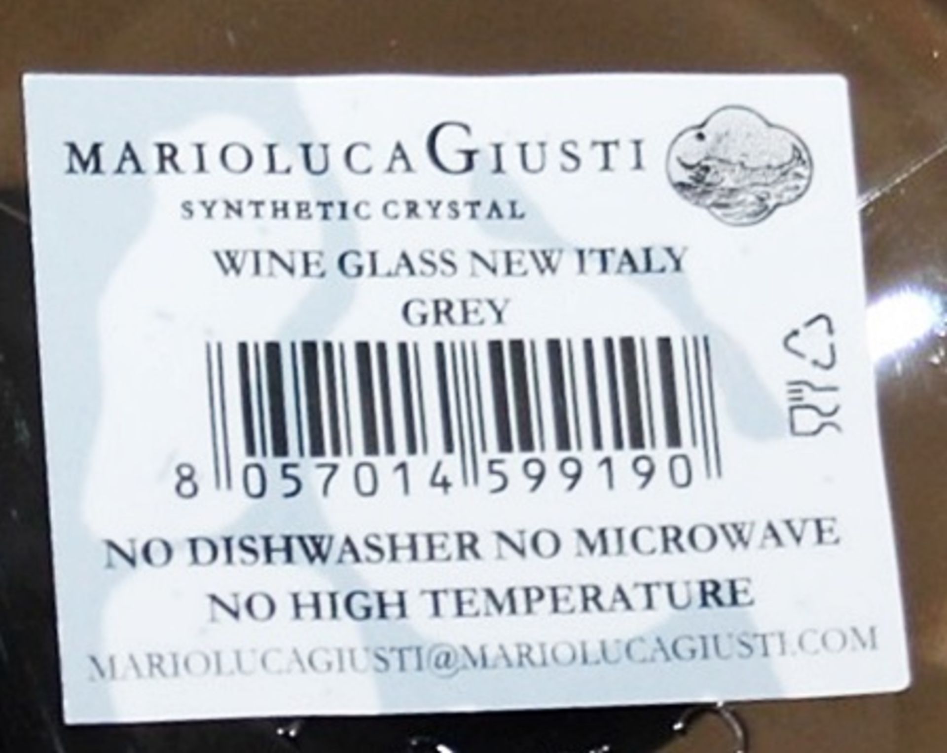 5 x  MARIO LUCA GIUSTI 'Italia' Synthetic Crystal Wine Glasses In Grey (180ml) - New / Unused - Image 3 of 5