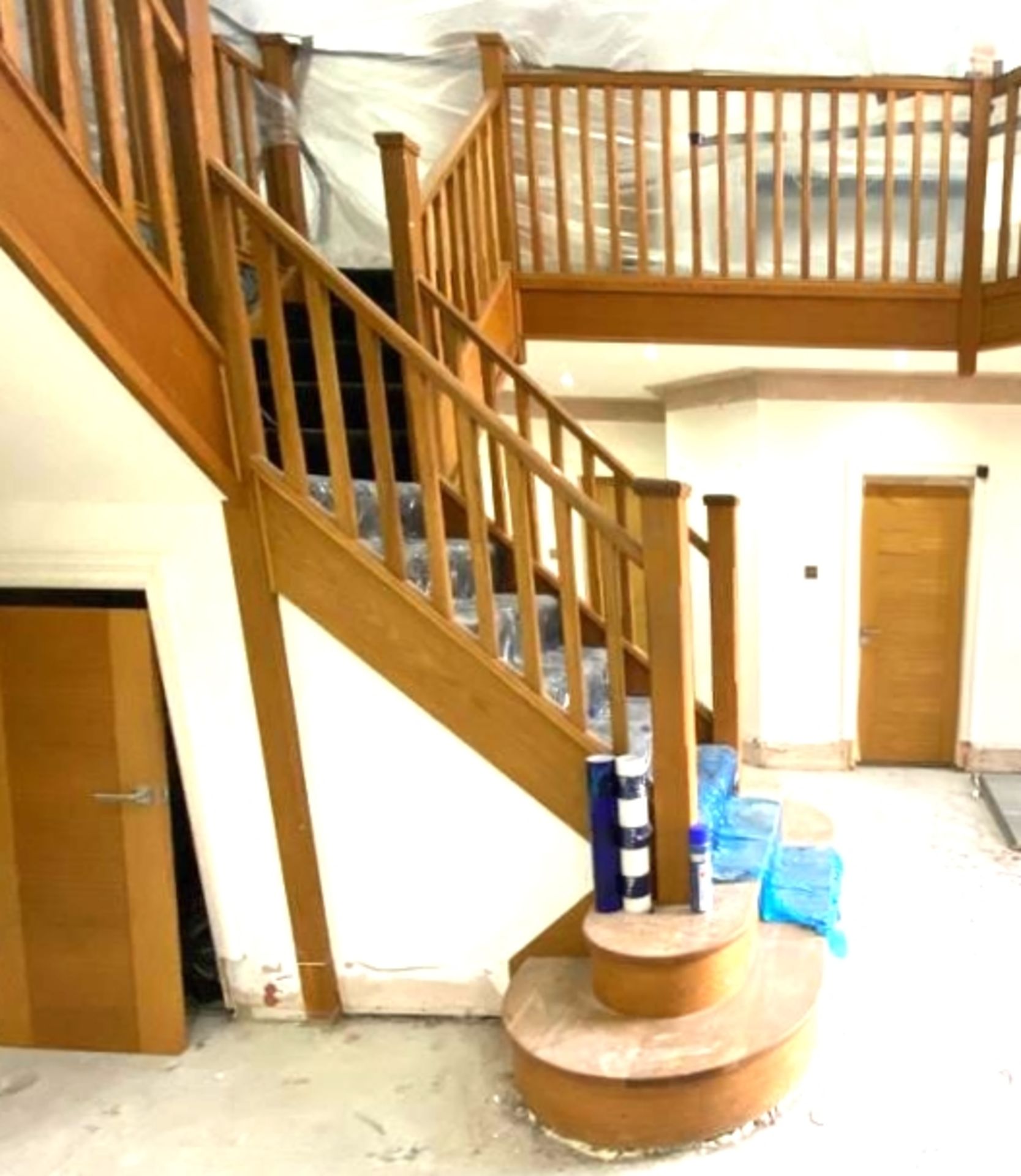 Solid Oak Staircase and Landing Accessories Including Spindles, Posts and Handrails - Approx 140 - Image 4 of 5