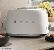 1 x SMEG Retro-Style 2-Slice Toaster In Matt White & Chrome - Original Price £189.00 - Boxed Stock