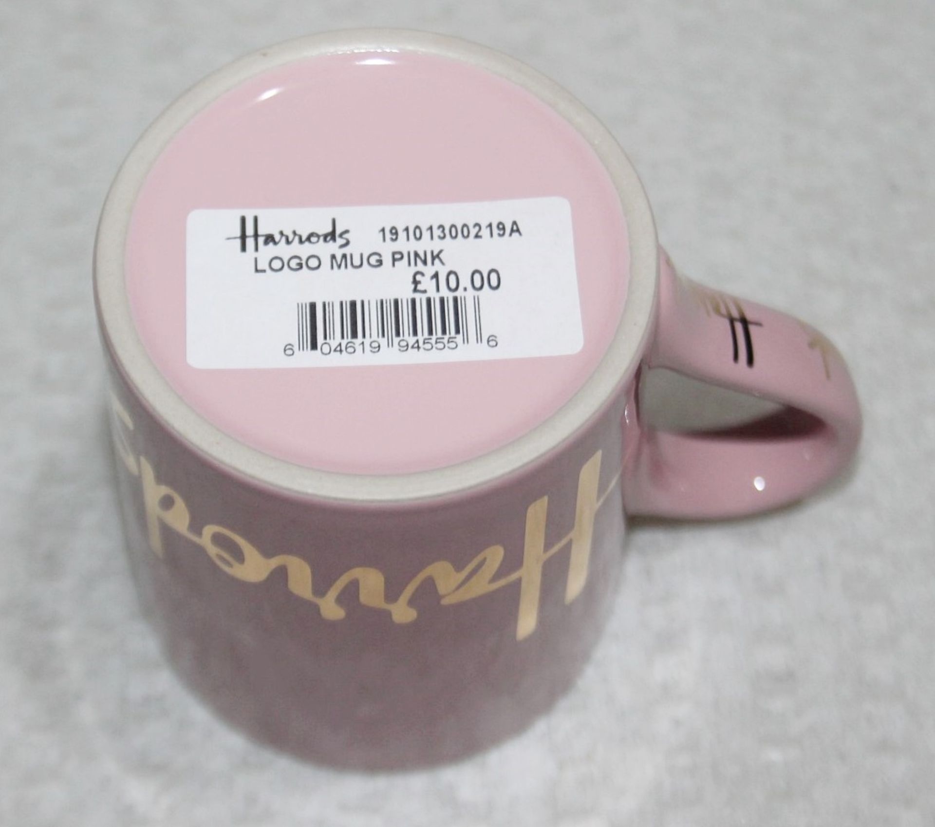 Set Of 6 x HARRODS Branded Mugs In Pink With Gold-Tone Logo Design - Dimensions: 9cm x 8cm - - Image 5 of 7