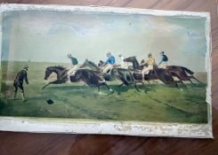 1 x Vintage Picture Of Horse Racing In Clear Clip Frame - From An Exclusive Property In Leeds -