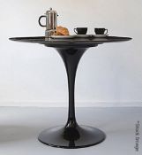 1 x Eero Saarinen Inspired 'Tulip' Galaxy Granite-topped Round Table In Black - Dimensions: