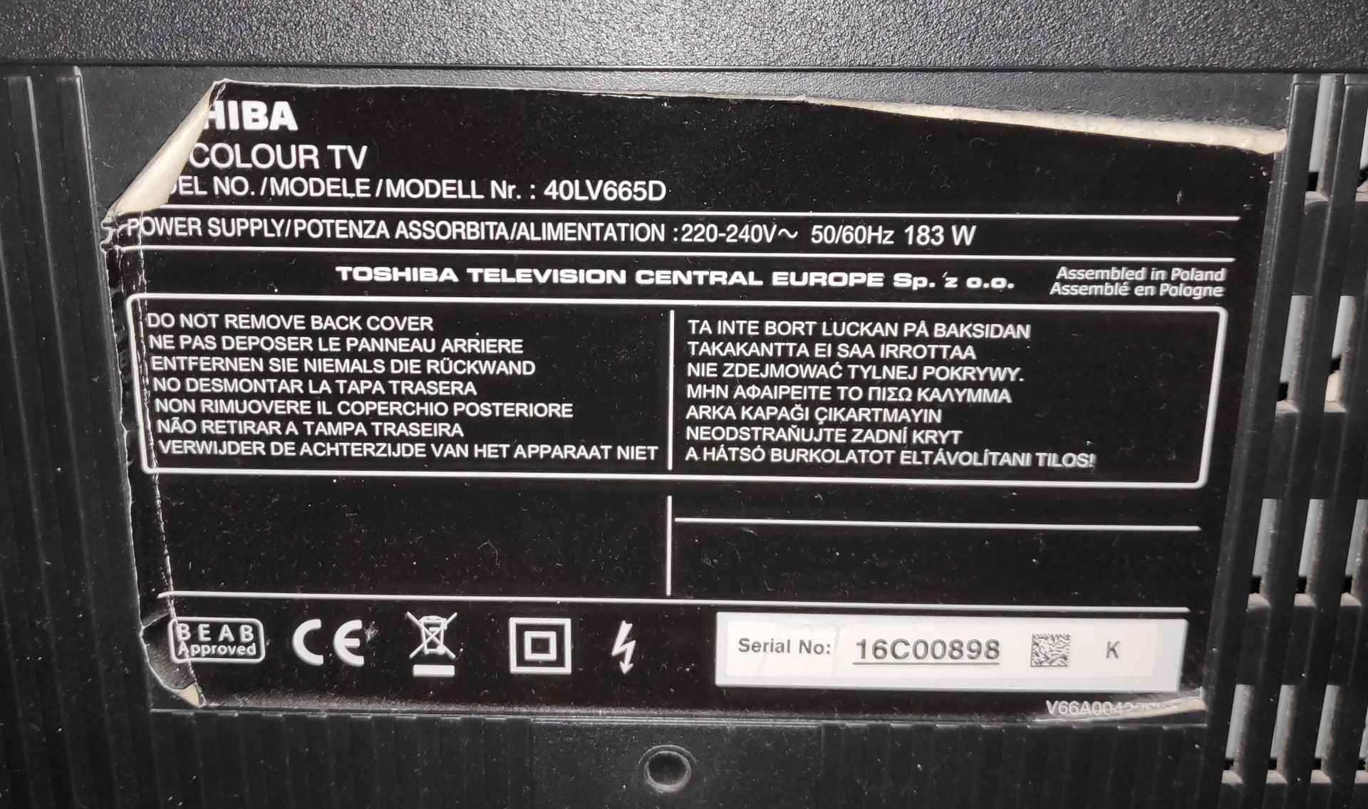 1 x Toshiba 40" LCD TV - CL444 - NO VAT ON THE HAMMER - Location: Altrincham WA14 Tested and workng. - Image 4 of 9