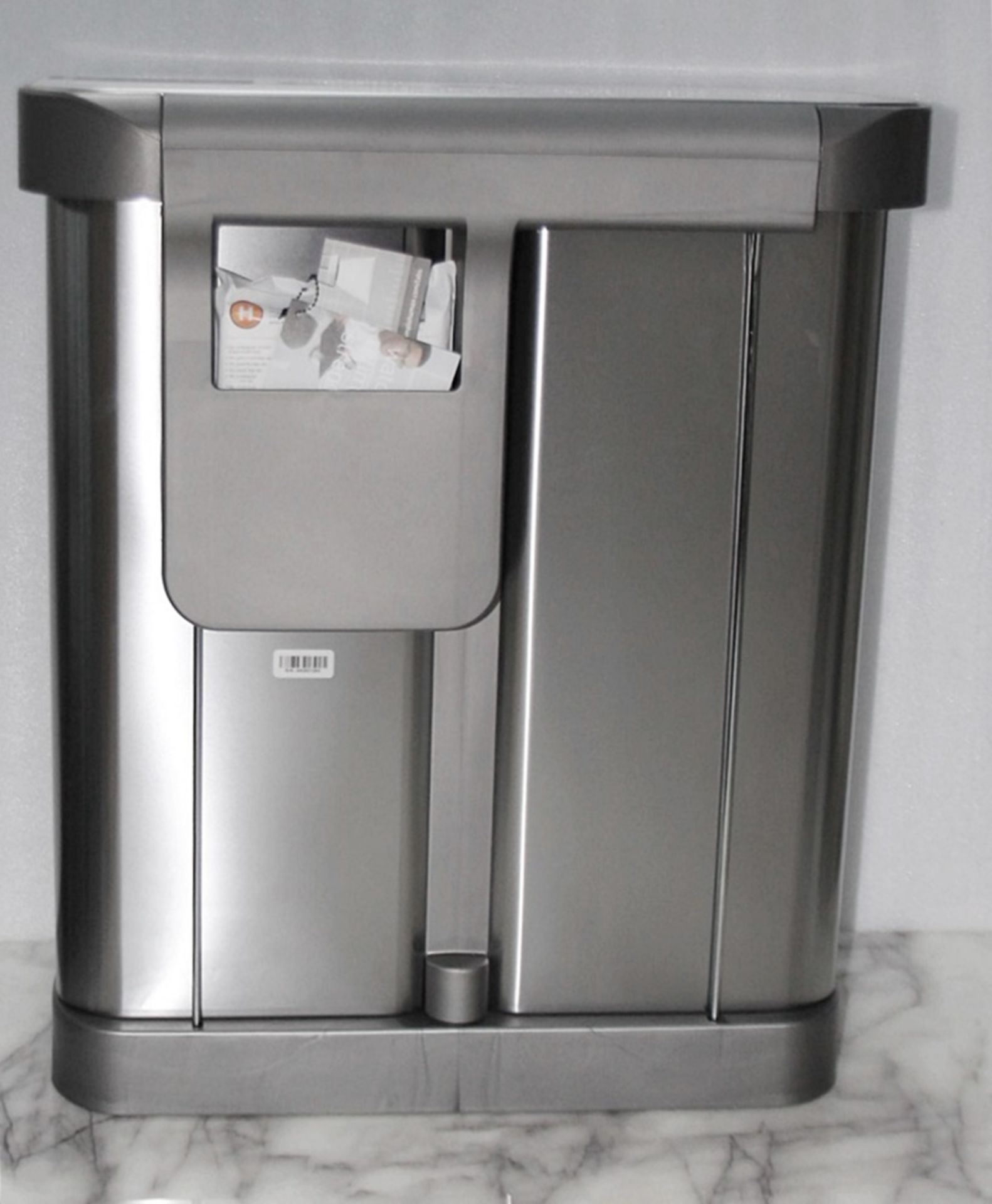 1 x SIMPLEHUMAN Dual Compartment Recycling Pedal Bin In Stainless Steel - Original Price £189.95 - Image 6 of 12