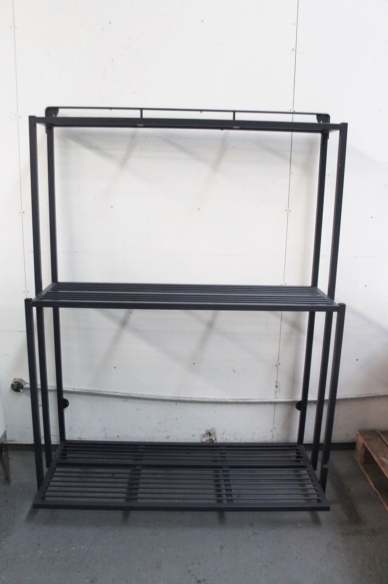1 x Metal Wall Mounted Shelving Unit - Dimensions: H166.5 x W125 x D50cm - Ex-Showroom Piece -