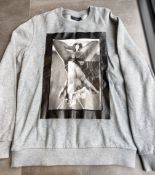 1 x Men's Genuine Givenchy Sweatshirt In Grey With Lambskin Panel On Front With Embroidered Border