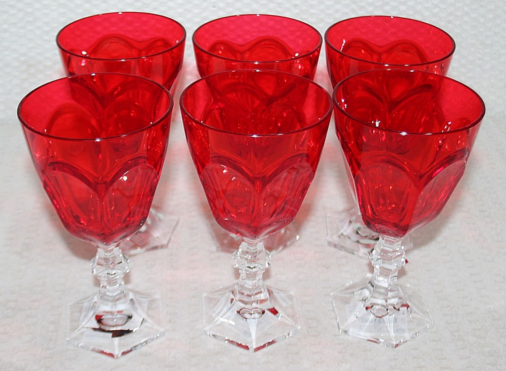 Set Of 6 x  MARIO LUCA GIUSTI 'Dolce Vita' Synthetic Crystal High Wine Glasses In Red (250ml) - Image 2 of 6