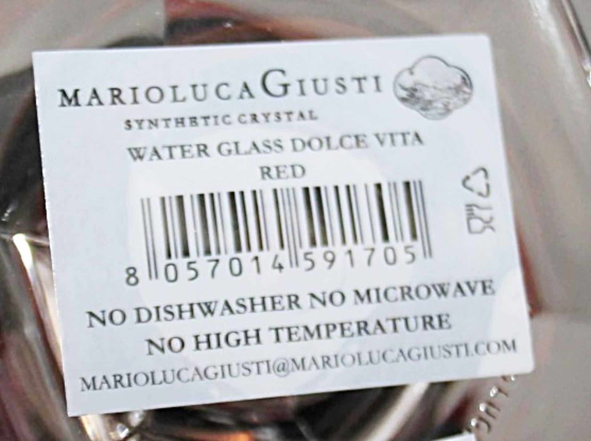 Set Of 6 x  MARIO LUCA GIUSTI 'Dolce Vita' Synthetic Crystal High Wine Glasses In Red (250ml) - Image 6 of 6