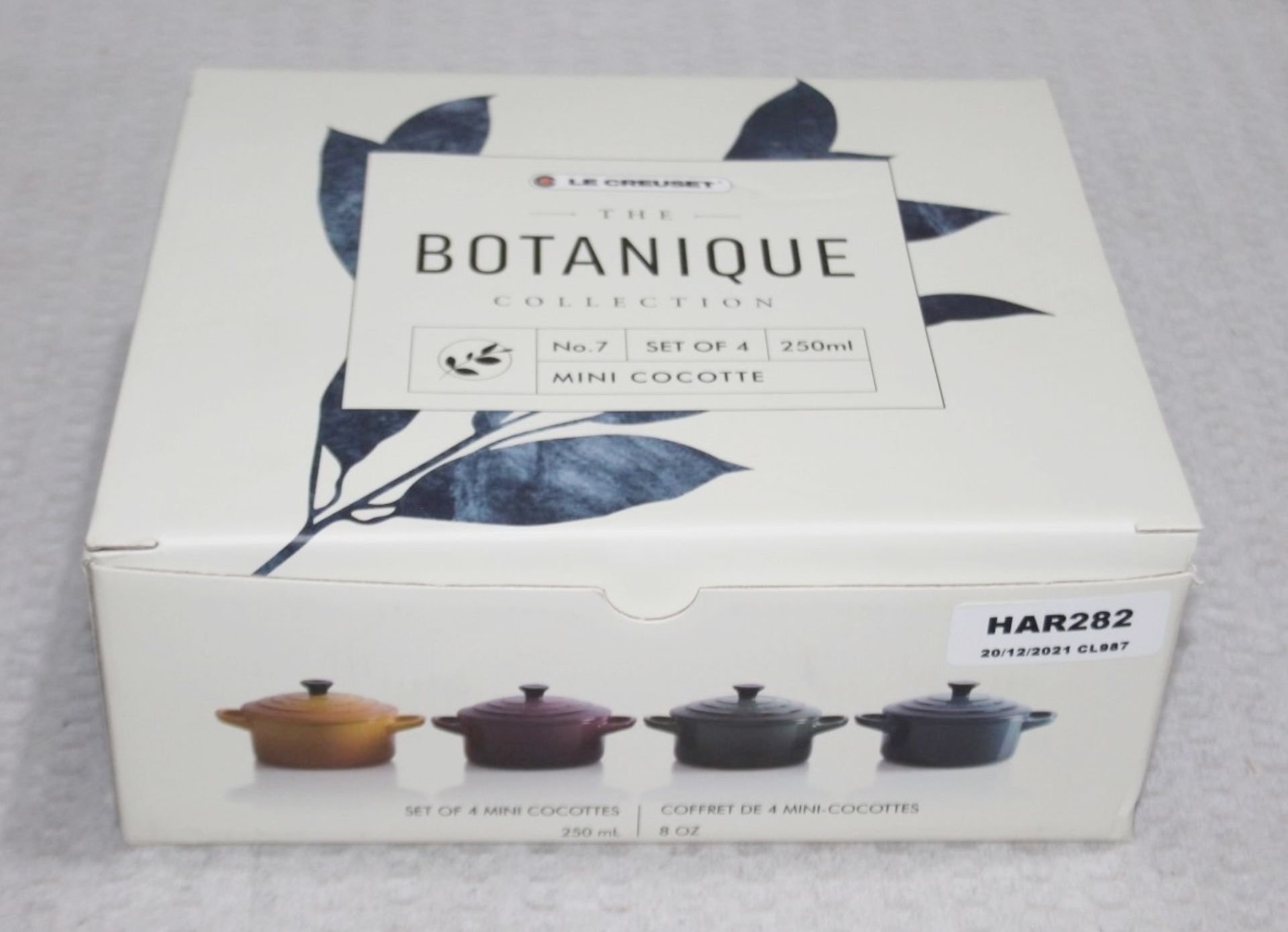 Set of 4 x LE CREUSET 'Botanique' Stoneware Mini Cocottes With Lids *Read Description* Ref: HAR282/ - Image 2 of 7