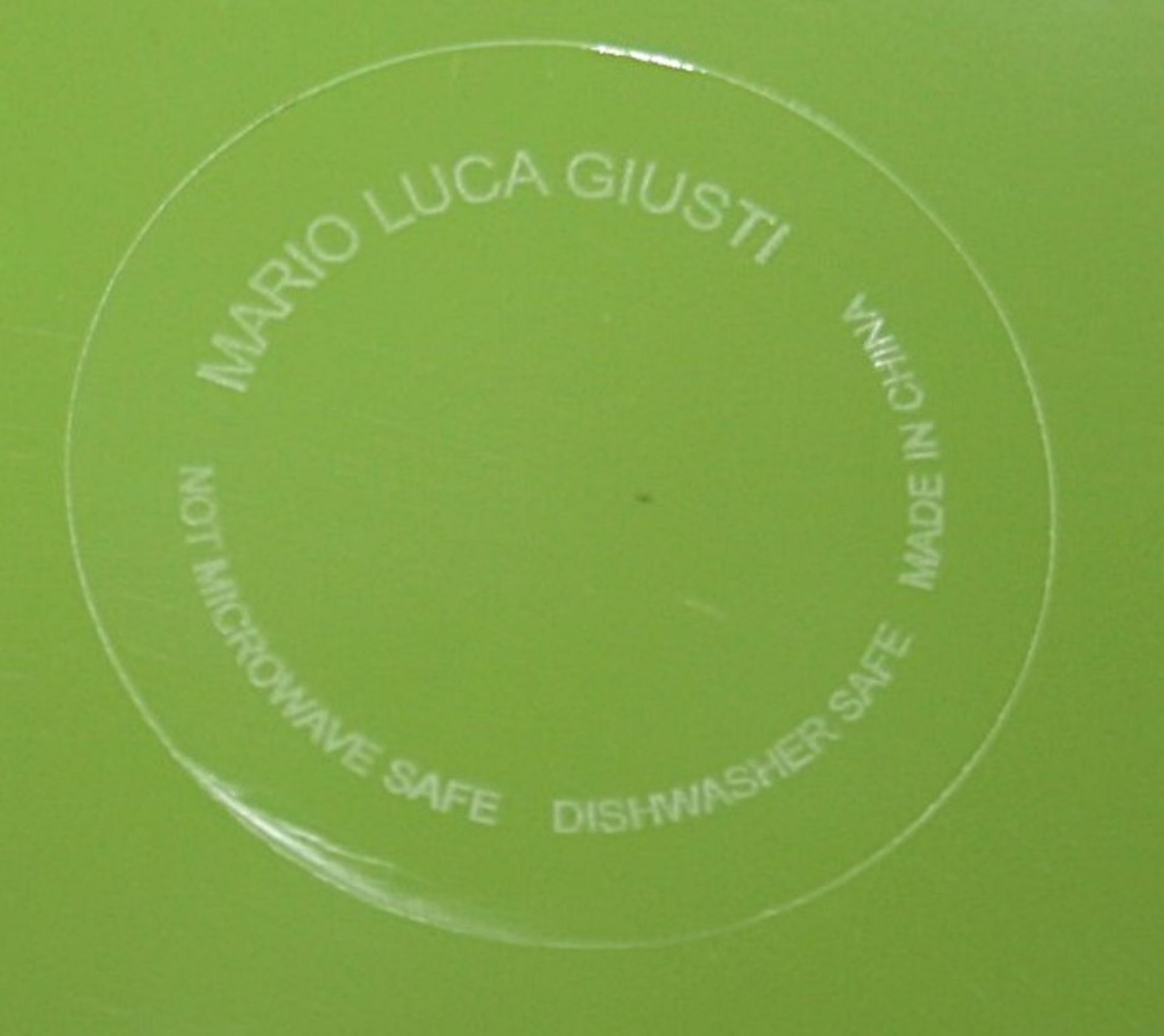 4 x MARIO LUCA GIUSTI 'Brunello Rimmed Swirl' Designer 26cm Melamine Dinner Plates In Green - Image 3 of 5