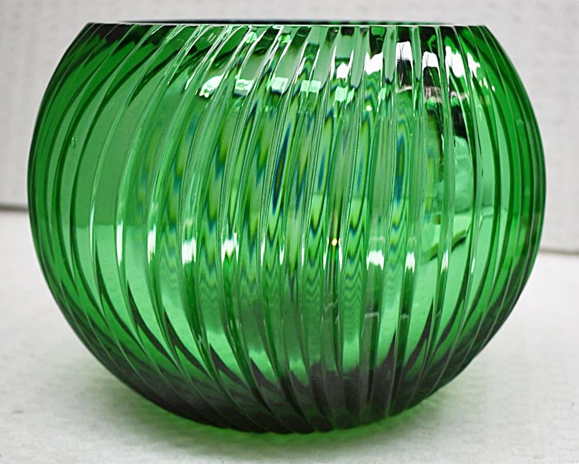 1 x BALDI 'Home Jewels' Italian Hand-crafted Artisan Crystal Bowl In Green - Dimensions: Height 15cm - Image 3 of 4