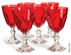 Set Of 6 x  MARIO LUCA GIUSTI 'Dolce Vita' Synthetic Crystal High Wine Glasses In Red (250ml)