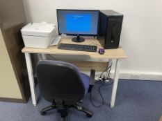PC and Desk Setup - Office Desk, Swivel Office Chair, AOC Monitor, HP Pro Desk 405 G2 MT Business PC