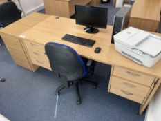 PC and Desk Setup - Office Desk c/w 6 Drawers, Swivel Office Chair, Samsung Monitor, HP Compaq 8000