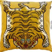1 x HOUSE OF HACKNEY Gold Velvet 'Saber' Tiger Cushion (60cm x 60cm) - Original Price £210.00