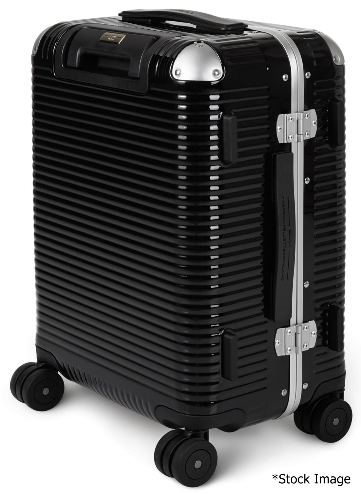 1 x FABBRICA PELLETTERIE MILANO 'Bank' Designer Spinner Light Carry-On Suitcase In Black (55cm) - - Image 3 of 10