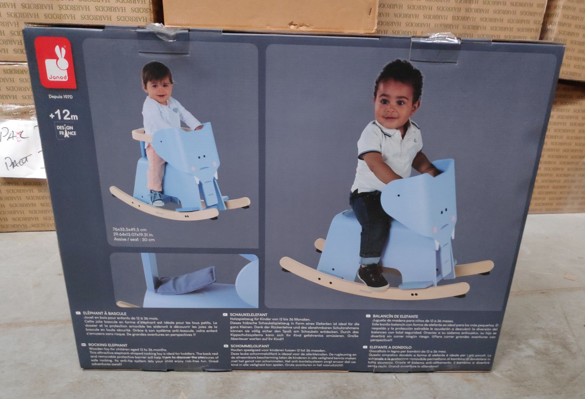 1 x Janod Childs Wooden Rocking Elephant - New/Boxed - Image 2 of 6