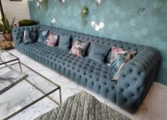 1 x Bespoke 3.8m Baxter-style Chesterfield Sofa in Green - Dimensions: W380 x H77cm - Includes