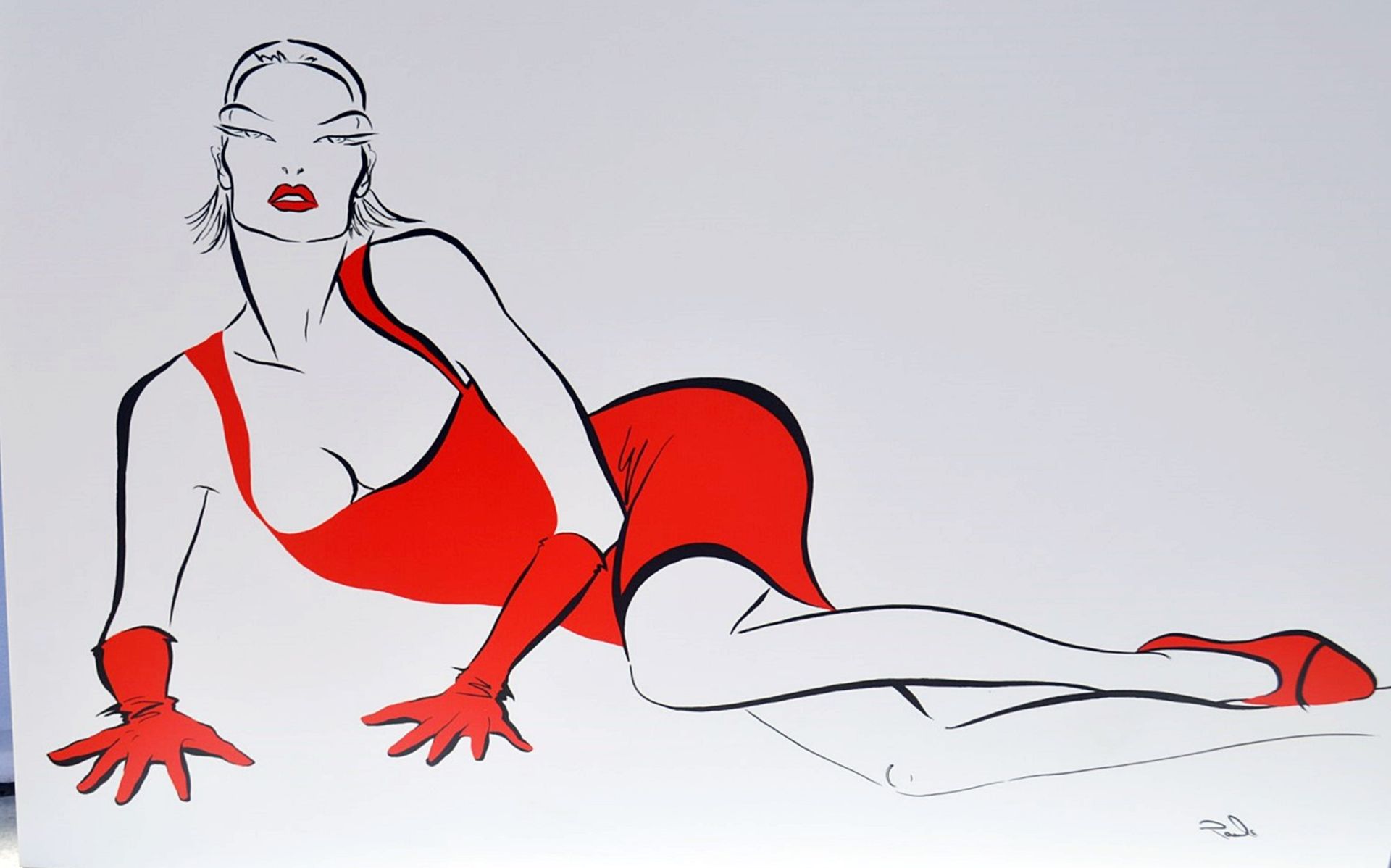 1 x Framed 'Lady in Red 'Artwork - Art Print On Board - From An Exclusive Property In Hale Barns - - Image 2 of 5