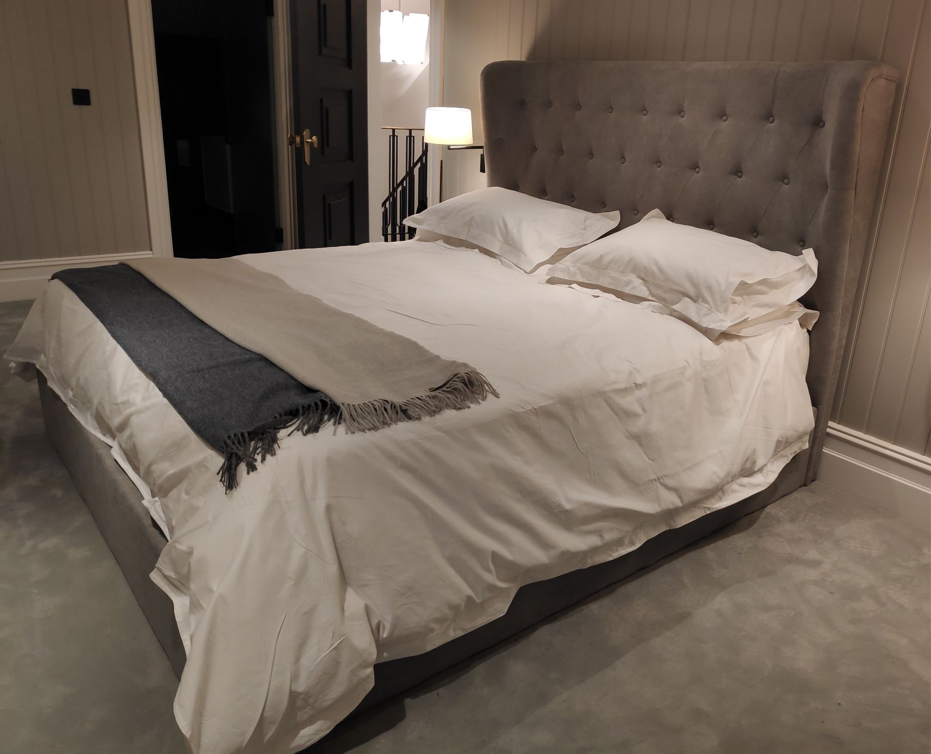 1 x Super King Bed including Buttoned And Pleated Headboard, Base and Sweet Dream Sleepzone Mattress - Image 3 of 14