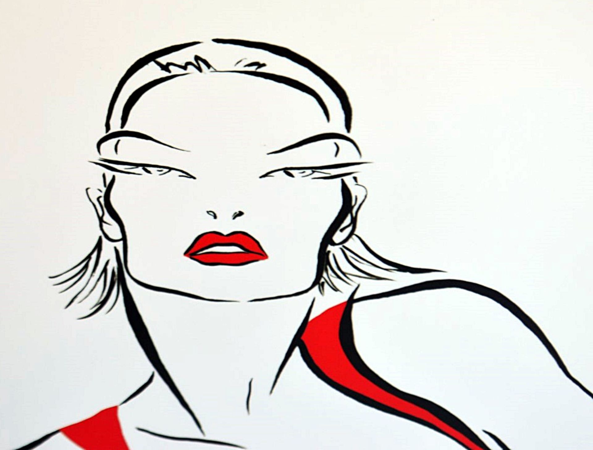 1 x Framed 'Lady in Red 'Artwork - Art Print On Board - From An Exclusive Property In Hale Barns - - Image 4 of 5