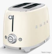 1 x SMEG Retro-Style 2-Slice Toaster In Pale Cream & Chrome - Original RRP £179.95 - Boxed - Ref: