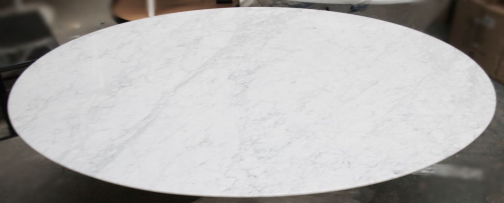 1 x Eero Saarinen Inspired Large Oval Carrara Marble-Topped Dining Table - H74cm x W150 x D120cm - Image 3 of 6