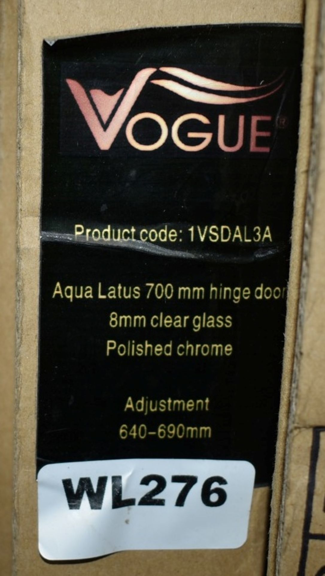 1 x Vogue Bathrooms Aqua Latus 700 Hinged Shower Door - Polished Chrome Finish - 8mm Clear Glass -