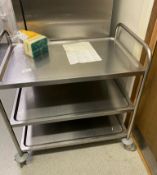 1 x 3-Tier Wheeled Stainless Steel Serving Trolley - Ref: BGC013 - CL807 - Covent Garden, LondonFrom