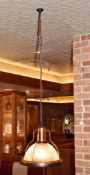 6 x Industrial-style Pendant Light Fittings In Copper With Pleated Glass Shades
