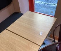 1 x Light Maple Coloured Wooden Top Square Dining Table With Metal Leg - Approx. 600Mm - Ref: BGC055