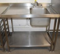 1 x Commercial Wash Unit With Large Sink Bowl, Mixer Tap, Undershelf, Upstand and Anti Spill Surface