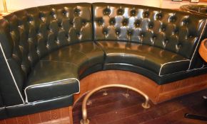 1 x Restaurant C-Shape 6-Person Seating Booth In Green, With Faux Leather Upholstery