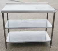 1 x Stainless Steel Commercial Retangular Prep Table, With Upstand And Undershelving - Ref: GEN544