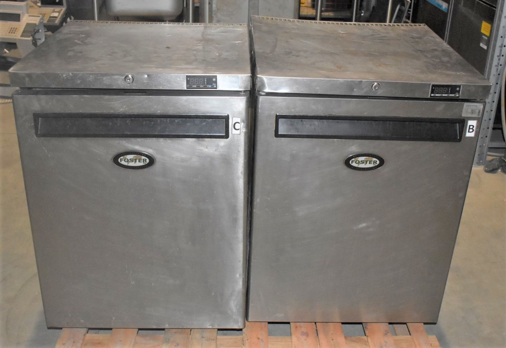 2 x Fosters Undercounter 60cm Freezers With Stainless Steel Exteriors