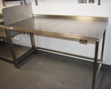 1 x Stainless Steel Prep Table With Upstand and Fitted Divider - Size: H92 x W150 x D76 cms