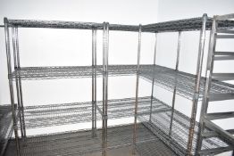 5 x Assorted Cold Room Wire Storage Shelf Units With Coated Shelves - H168 x W90-124 x D60 cms