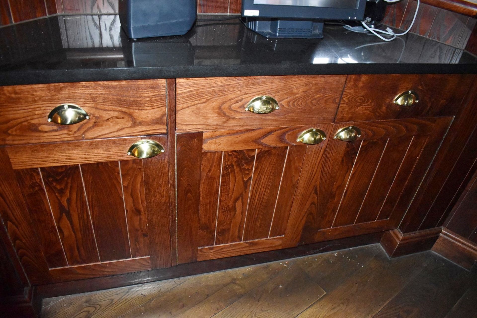 1 x Dumbwaiter With Two Door Cupboard, Drawers, Dark Stain Finish and Granite Worktop - Image 3 of 7