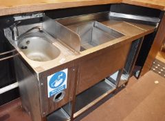 1 x Commercial Stainless Steel Sink Prep Unit - Dimensions: W180 x D60 x H97cm - CL804 - Ref: SFB214