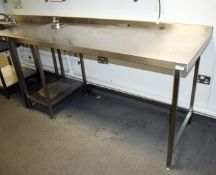 1 x Stainless Steel Prep Table With Wash Bowl and Tap - Size: H92 x W180 x D76 cms