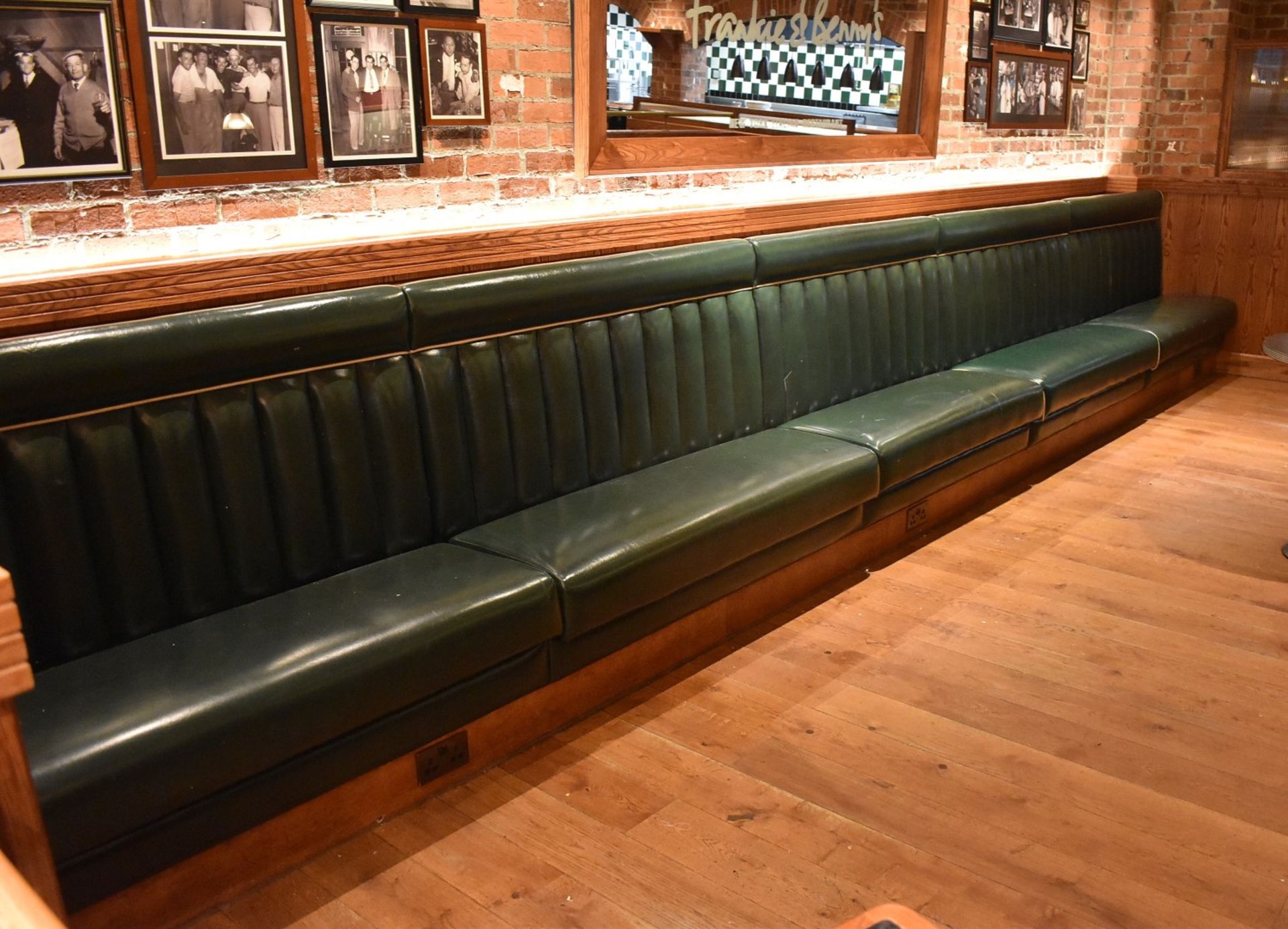 7.1-Metres Of Restaurant Booth Seating (5 x Sections) - Upholstered In Dark Green Faux Leather - Image 3 of 5