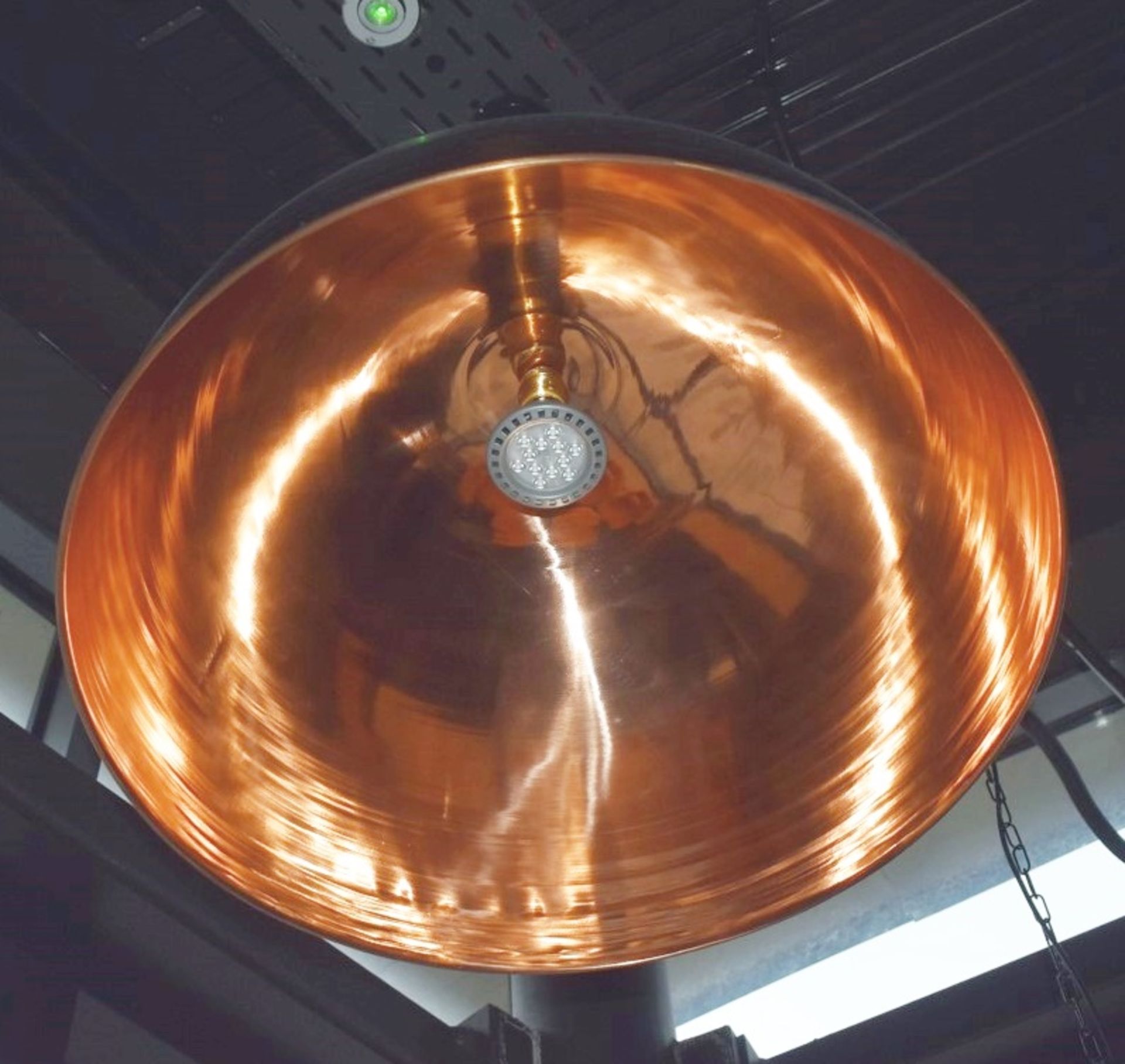 2 x Large Copper Dome Light Pendants - Size: Height 40cms x Diameter 65cms x Drop 50cms - Image 5 of 5