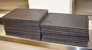 33 x Slate Dinner Boards With Anti Spill Edges and Sauce Pot Holders - Size: 24 x 33 cms