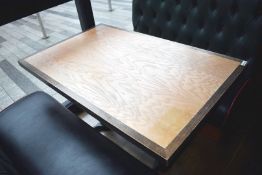 1 x Rectangular Restaurant Table - Seats Upto 4 Persons - Two Tone Wooden Top and Cast Iron Bases