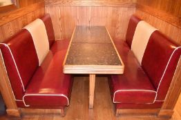 A Pair Of 3-Seater Single-sided Seating Benches to Seat Upto 6-Persons - Retro 1950's American Diner