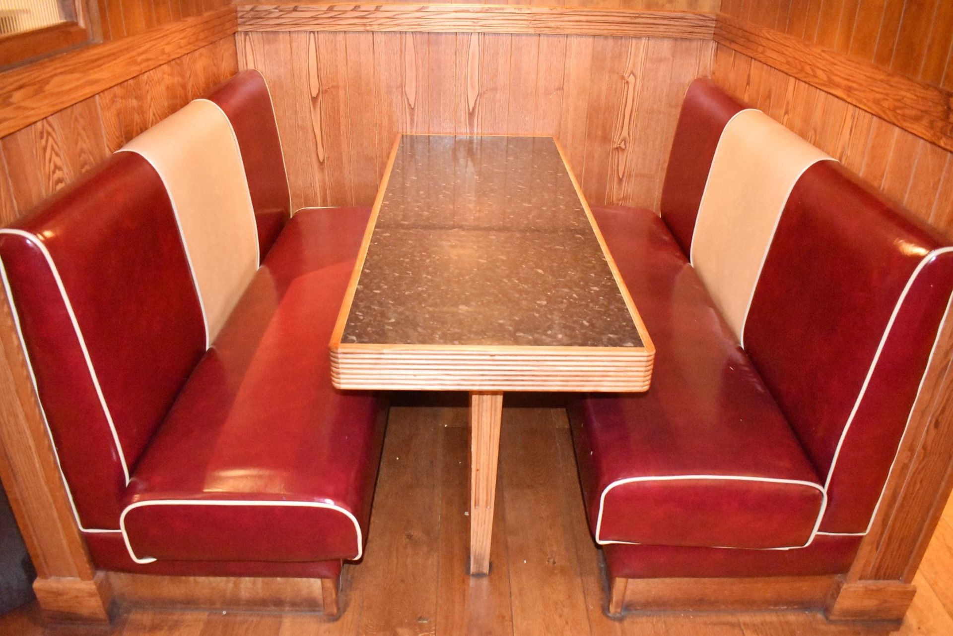 A Pair Of 3-Seater Single-sided Seating Benches to Seat Upto 6-Persons - Retro 1950's American Diner
